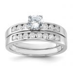 Sterling Silver Rhodium-plated CZ Ring Set