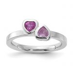 Sterling Silver Stackable Expressions Created Ruby and Pink Sapphire Heart Ring