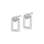 Sterling Silver RH-plated Micro Pave CZ Rectangle Earrings and Pendant Set