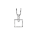 White Ice Sterling Silver Rhodium-plated 18 Inch Diamond Open Squared Necklace with 2 Inch Extender