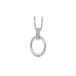 White Ice Sterling Silver Rhodium-plated 18 Inch Diamond Open Oval Necklace with 2 Inch Extender