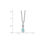 Sterling Silver RH Plated White Ice .02ct. Dia./Blue Topaz with 2IN Ext Neckla