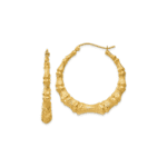 14k Polished Bamboo Hoop Earrings