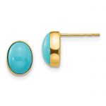 14k Madi K Bezel Set Oval Turquoise Post Earrings