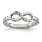 Chisel Stainless Steel Polished Infinity Symbol with CZ Ring