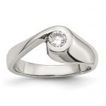 Stainless Steel Polished CZ Ring