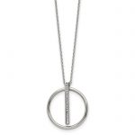 Chisel Stainless Steel Polished with Preciosa Crystal Pendant on a 16 inch Cable Chain with a 2 inch Extension Necklace