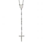 Chisel Stainless Steel Polished 4mm Beaded 25 inch Rosary Necklace