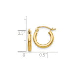 14k Polished 2x12mm Tube Hoop Earrings