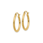 14k Diamond-cut 2mm Round Tube Hoop Earrings