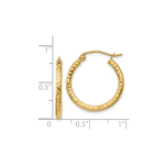 14k Diamond-cut 2mm Round Tube Hoop Earrings