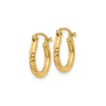 14k Diamond-cut 2mm Round Tube Hoop Earrings