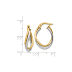 14K Two-Tone Polished Oval Hoop Earrings