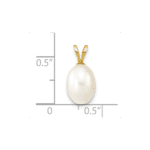 14K 7-8mm White Rice Freshwater Cultured Pearl Pendant