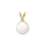 14K 7-8mm Round White FW Cultured Pearl Pendant