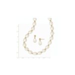 14k 7-8mm White FW Cultured Pearl Necklace and Bead Post Earring Set