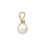 14k 5-6mm Round White Freshwater Cultured Pearl Diamond Pendant