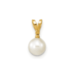 14k 5-6mm Round White Freshwater Cultured Pearl Diamond Pendant