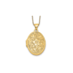 14k Scrolled Floral Locket on 18inch Cable Rope Chain