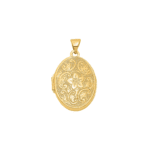 14k Scrolled Floral Locket on 18inch Cable Rope Chain