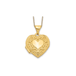 14k Scroll Heart Locket Necklace