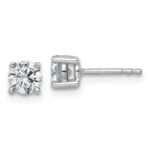 14k White Gold 1 carat total weight Round VS/SI GH Lab Grown Diamond 4 Prong Stud Post Earrings