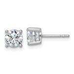 14k White Gold 1 1/2 carat total weight Round VS/SI GH Lab Grown Diamond 4 Prong Stud Post Earrings