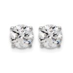 14k White Gold 2 carat total weight Round VS/SI GH Lab Grown Diamond 4 Prong Stud Post Earrings