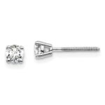 14k White Gold 1/3 carat total weight Round VS/SI GH Lab Grown Diamond Screw Back 4 Prong Stud Post Earrings