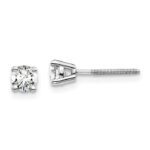 14k White Gold 1/2 carat total weight Round VS/SI GH Lab Grown Diamond Screw Back 4 Prong Stud Post Earrings