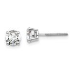 14k White Gold 1 carat total weight VS/SI DEF Round Certified Lab Grown Diamond Screw Back 4 Prong Stud Post Earrings