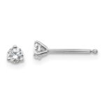 14k White Gold 1/5 carat total weight Round VS/SI DEF Lab Grown Diamond 3 Prong Stud Post Earrings