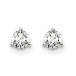 14k White Gold 1/3 carat total weight Round VS/SI DEF Lab Grown Diamond 3 Prong Stud Post Earrings