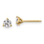 14k 1/2 carat total weight Round VS/SI GH Lab Grown Diamond 3 Prong Stud Post Earrings