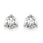 14k White Gold 1/2 carat total weight Round VS/SI GH Lab Grown Diamond 3 Prong Stud Post Earrings