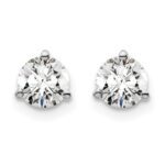 14k White Gold 3/4 carat total weight Round VS/SI GH Lab Grown Diamond 3 Prong Stud Post Earrings