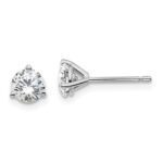 14k White Gold 1 carat total weight Round VS/SI DEF Lab Grown Diamond 3 Prong Stud Post Earrings