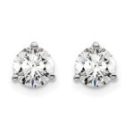 14k White Gold 1 carat total weight Round VS/SI DEF Lab Grown Diamond 3 Prong Stud Post Earrings