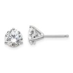 14k White Gold 1 1/2 carat total weight Round VS/SI DEF Lab Grown Diamond 3 Prong Stud Post Earrings