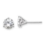 14k White Gold 2 carat total weight Round VS/SI DEF Lab Grown Diamond 3 Prong Stud Post Earrings