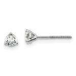 14k White Gold 1/4 carat total weight Round VS/SI GH Lab Grown Diamond Screw Back 3 Prong Stud Post Earrings