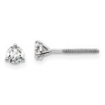 14k White Gold 1/3 carat total weight Round VS/SI GH Lab Grown Diamond Screw Back 3 Prong Stud Post Earrings