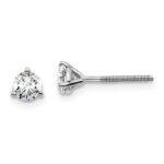 14k White Gold 1/2 carat total weight Round VS/SI GH Lab Grown Diamond Screw Back 3 Prong Stud Post Earrings