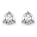 14k White Gold 1/2 carat total weight Round VS/SI DEF Lab Grown Diamond Screw Back 3 Prong Stud Post Earrings