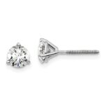 14k White Gold 1 carat total weight Round VS/SI GH Lab Grown Diamond Screw Back 3 Prong Stud Post Earrings