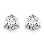 14k White Gold 1 carat total weight Round VS/SI GH Lab Grown Diamond Screw Back 3 Prong Stud Post Earrings