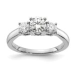 14K White Gold Lab Grown Diamond SI1/SI2, G H I, 3-Stone Complete Engagement Ring