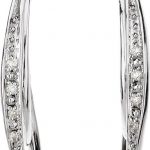 14K White 1/10 CTW Natural Diamond Hoop Earrings - 69254