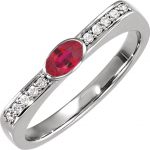 14K White Natural Ruby & .08 CTW Natural Diamond Stackable Ring - 71523