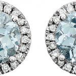 14K White Natural Aquamarine & 1/8 CTW Natural Diamond Earrings - 651302